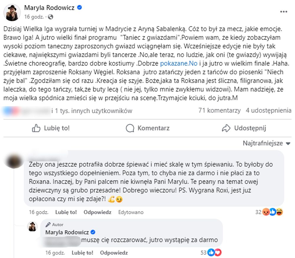 Maryla Rodowicz odpowiada internaucie
