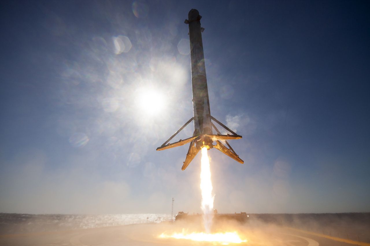 Landing of the reusable Falcon 9 rocket