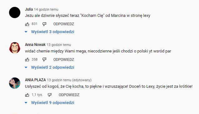 Komentarze spod filmu Dubiela i Lexy