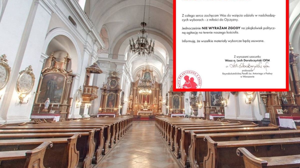 Duchowny co kampanię wiesza w kościele ten sam plakat 