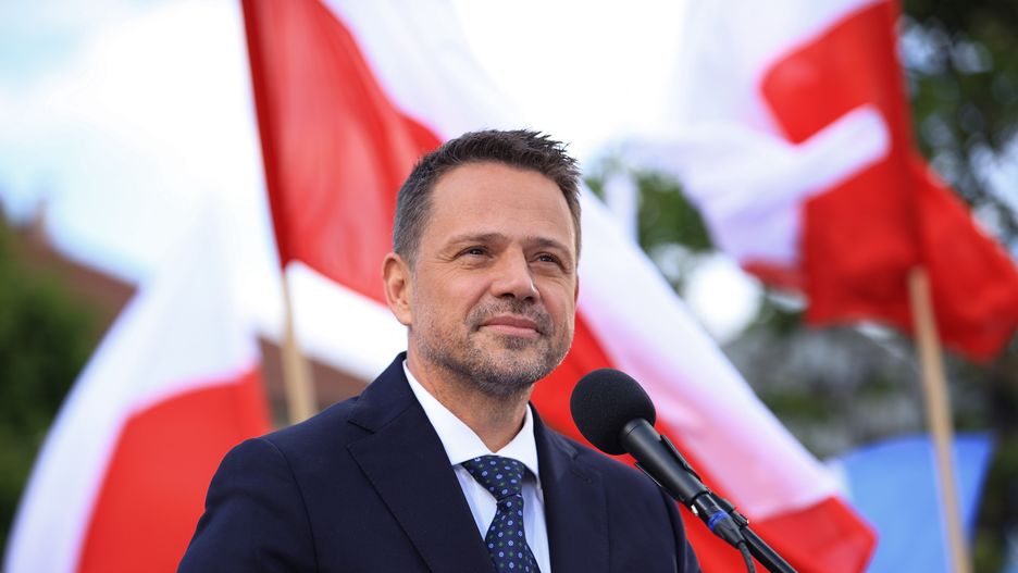 Rybnik, 27.05.2025. Wybory prezydenta RP - kampania przed II turą. Kandydat KO w drugiej turze wyborów prezydenta RP, prezydent Warszawy Rafał Trzaskowski na spotkaniu z mieszkańcami w Rybniku, 27 bm. (aldg) PAP/Jarek Praszkiewicz