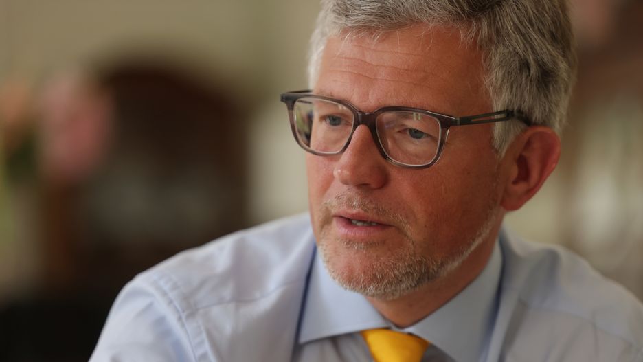 BERLIN, GERMANY - JUNE 06: Andriy Melnyk, Ukrainian Ambassador to Germany, speaks during an interview with The Washington Post at his residency on June 06, 2022 in Berlin, Germany. Melnyk has been frustrated with Germany's policy towards providing Ukraine with heavy weaponry. While other countries have already sent modern artillery systems and Soviet-era tanks to Ukraine to assist the country in its military struggle against the ongoing Russian invasion, Germany has so far only sent small arms including anti-tank weapons and land mines. "Germany is the world champion in announcements and then doing nothing," he said. Melnyk said the only way he sees he can influence German politicians is through German public opinion rather than direct talks. He also said Germany had become a "vassal state" to Russia due to its energy dependency on Russian oil and gas imports.  (Photo by Sean Gallup/Getty Images)
