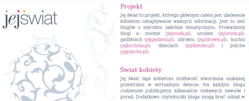 Uruchamiamy sieć blogów dla kobiet jejŚwiat 1