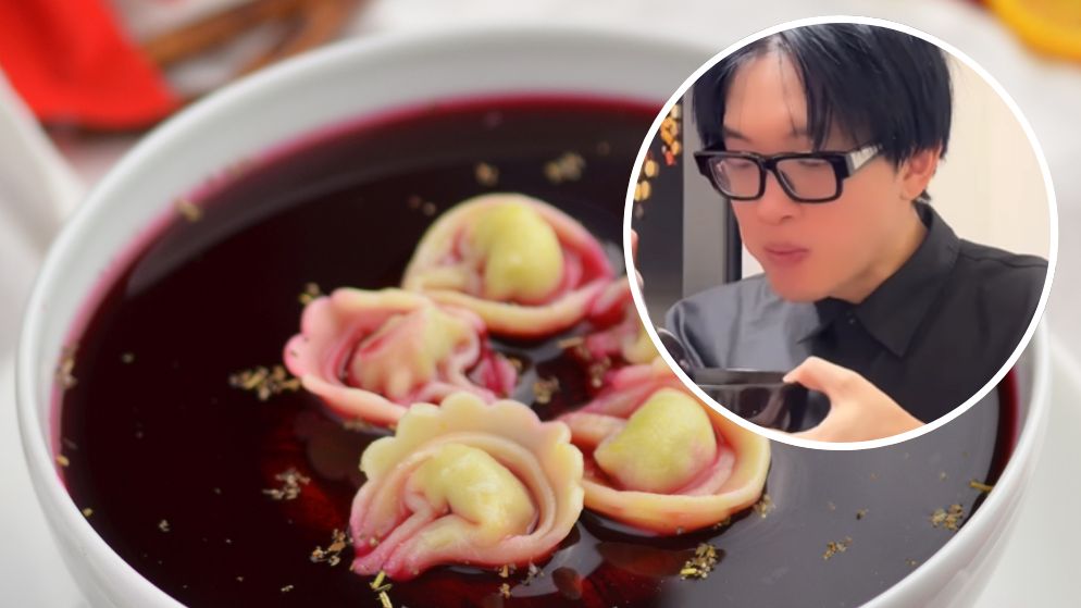 Mąż Mamiko próbuje barszczu z uszkami