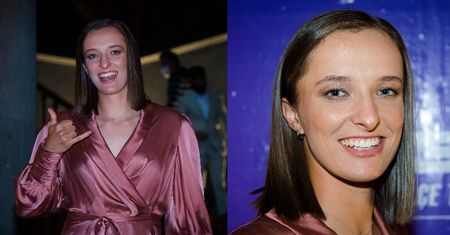 Uśmiechnięta Iga Świątek w łososiowej kreacji błyszczy na ceremonii poprzedzającej WTA Finals w Guadalajarze (ZDJĘCIA)