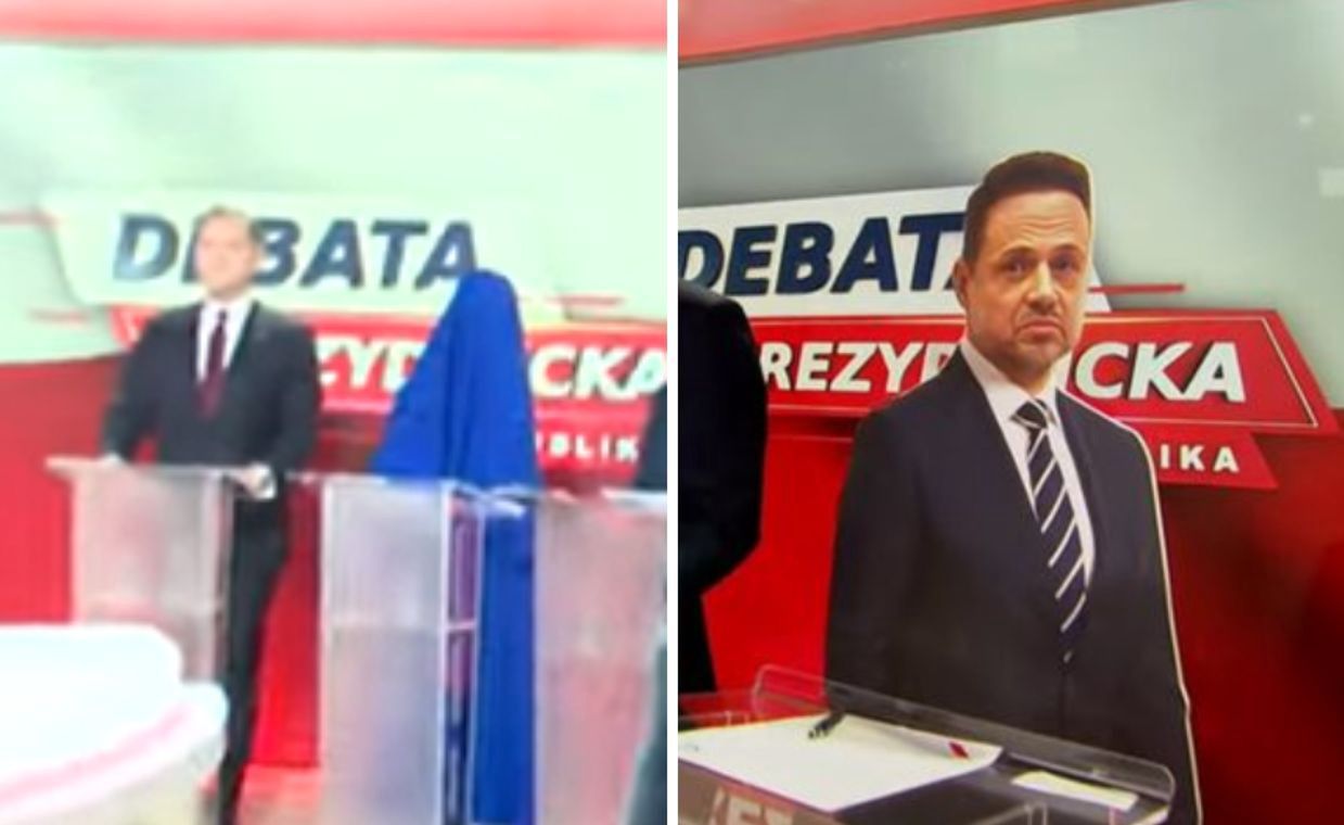 Trzaskowskiego nie było w Republice. Postawiono tekturową podobiznę