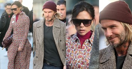 Wystylizowani Beckhamowie przylecieli do Paryża na pokaz Louis Vuitton (ZDJĘCIA)