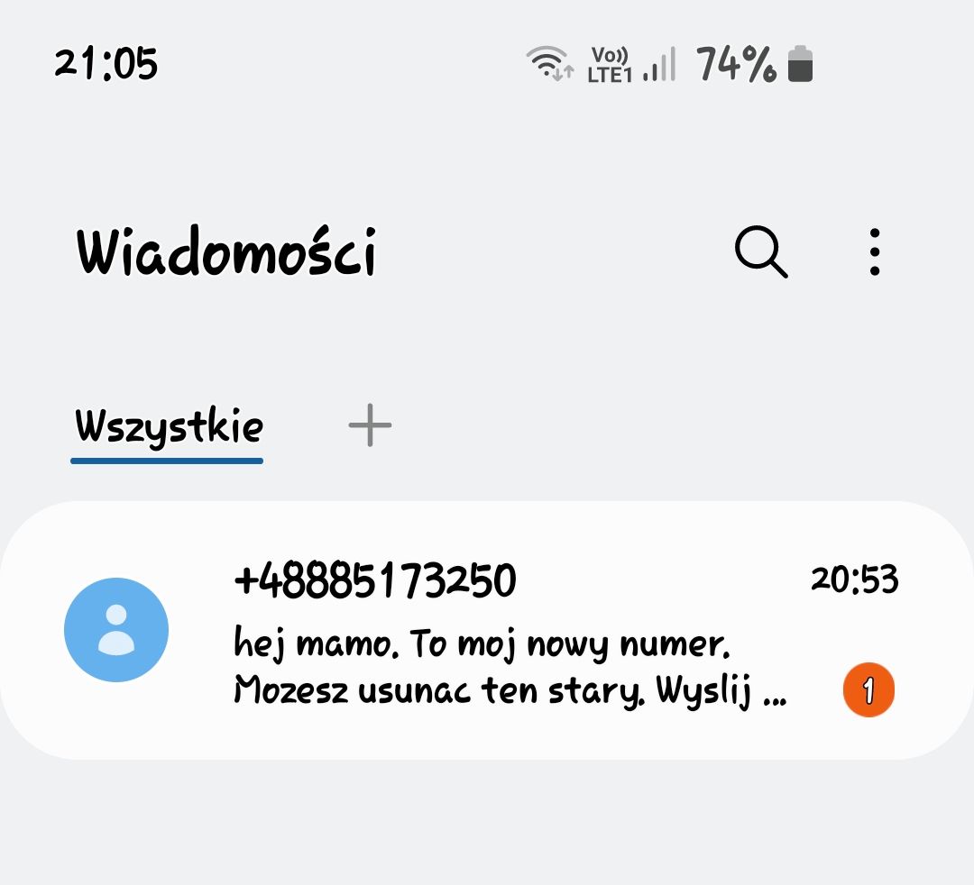 Fałszywy SMS "od dziecka"