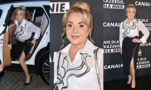 Odstrzelona Danuta Martyniuk bez Zenka u boku, ale ze złotą torebunią na ramieniu zajechała na imprezę Canal+. Rasowa salonowa lwica? (ZDJĘCIA)
