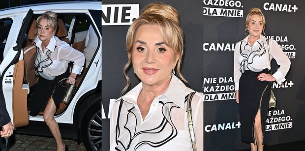 Odstrzelona Danuta Martyniuk bez Zenka u boku, ale ze złotą torebunią na ramieniu zajechała na imprezę Canal+. Rasowa salonowa lwica? (ZDJĘCIA)