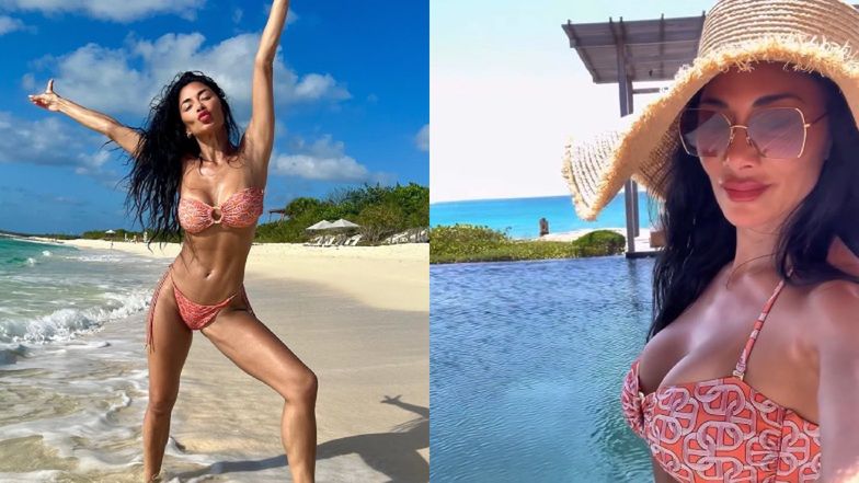 Nicole Scherzinger prezentuje wyrzeźbione ciało w bikini, hasając po plaży