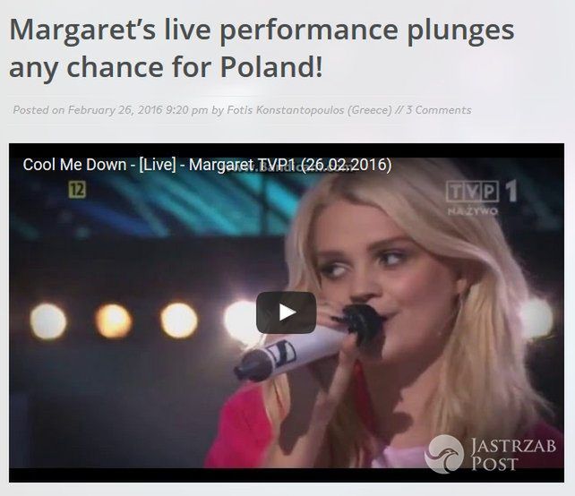 Zagraniczne portale skrytykowały występ Margaret