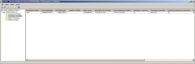 Oto, jak może wyglądać centrum certyfikacji (Windows Server 2008 R2)