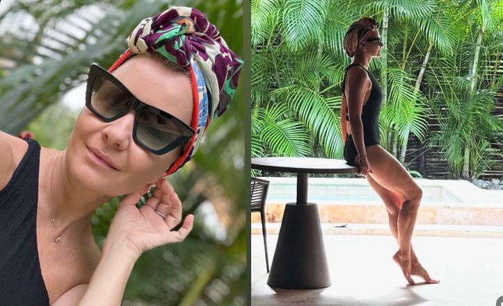 Małgorzata Kożuchowska pręży się w kostiumie kąpielowym
