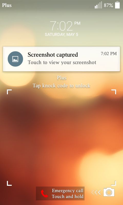 Ekran odblokowywania podczas użytkowania Knock Code
