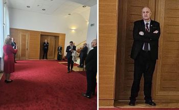 Symboliczne zdjęcia z TK. Święczkowski blokuje wejście