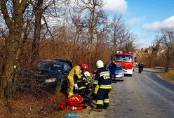 Śląskie. W Niegowonicach kierowca bmw uderzył w drzewo. Lądował helikopter LPR