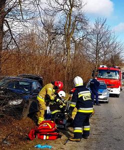 Śląskie. W Niegowonicach kierowca bmw uderzył w drzewo. Lądował helikopter LPR