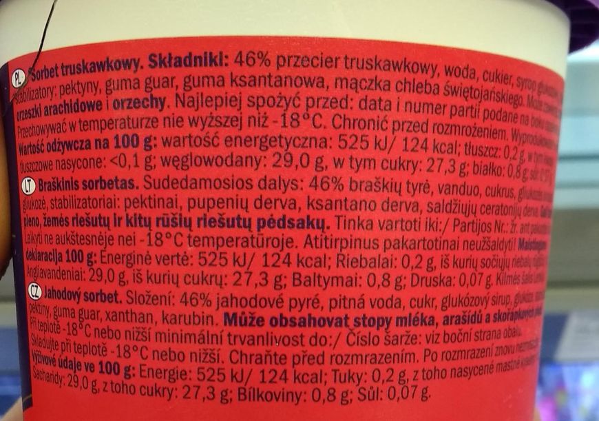 Sorbet truskawkowy Ballino, Lidl Sorbety zdrowsze niż lody tradycyjne