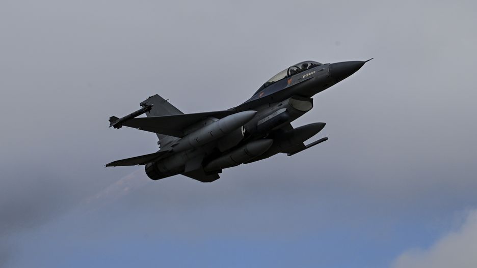 BEJA, PORTUGAL - MARCH 07: A Portuguese Air Force F-16 takes off on a mission from Beja Nr 11 Portuguese Air Force base during exercise Real Thaw 2023 (RT23) on March 07, 2023 in Beja, Portugal. The Portuguese Air Force holds the multinational and multidisciplinary exercise Real Thaw 2023 (RT23), between February 27 and March 10, at the Nr. 11 Air Base in Beja, with the participation of Air Forces from Portugal, Germany, Belgium, Spain, Denmark, the United States, the Netherlands, Poland, NATO, and also elements of the Portuguese Navy and Army. The Portuguese Air Force explained in a communique that the RT23 allows to evaluate and certify the operational capabilities of the Air Force, Navy, Army, and participating countries, preparing them to act in joint and combined operations, enhancing interoperability among all, in particular to ensure the preparation of the National Forces deployed in the service of the UN and NATO by offering participants a unique opportunity to plan and execute missions, with the aim of integrating and synchronizing different areas. (Photo by Horacio Villalobos#Corbis/Getty Images)