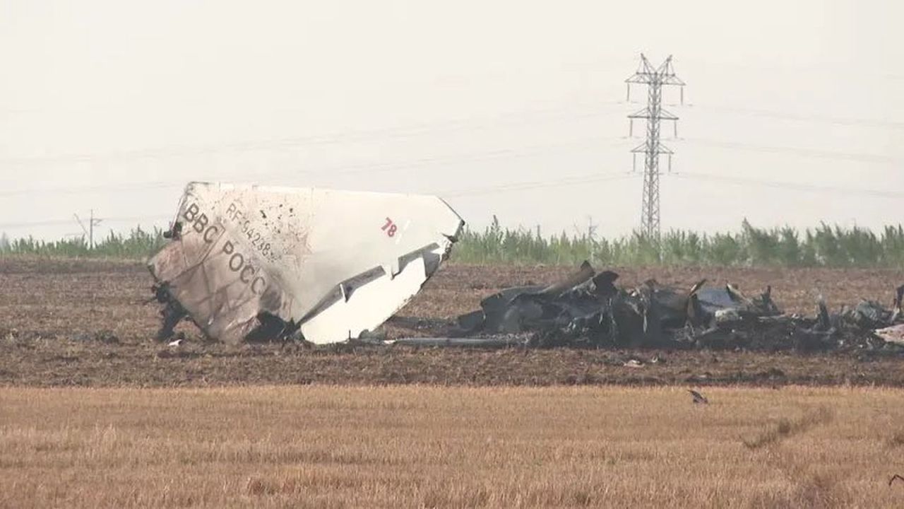 Site of the crash of the Russian bomber Tu-22M3