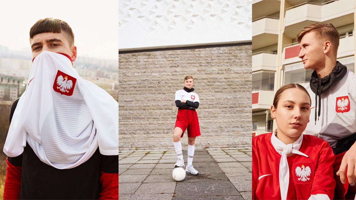 Grzywka od rondla, blokowiska i złote łańcuchy. Nike prezentuje sesję strojów dla Reprezentacji Polski 1