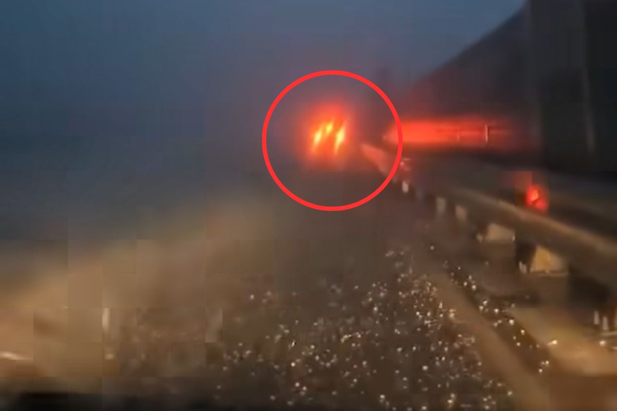 Gradobicie na autostradzie A1.
