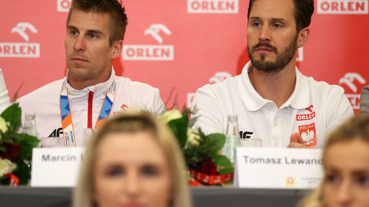 Na zdjęciu od lewej: Marcin Lewandowski i jego trener Tomasz Lewandowski