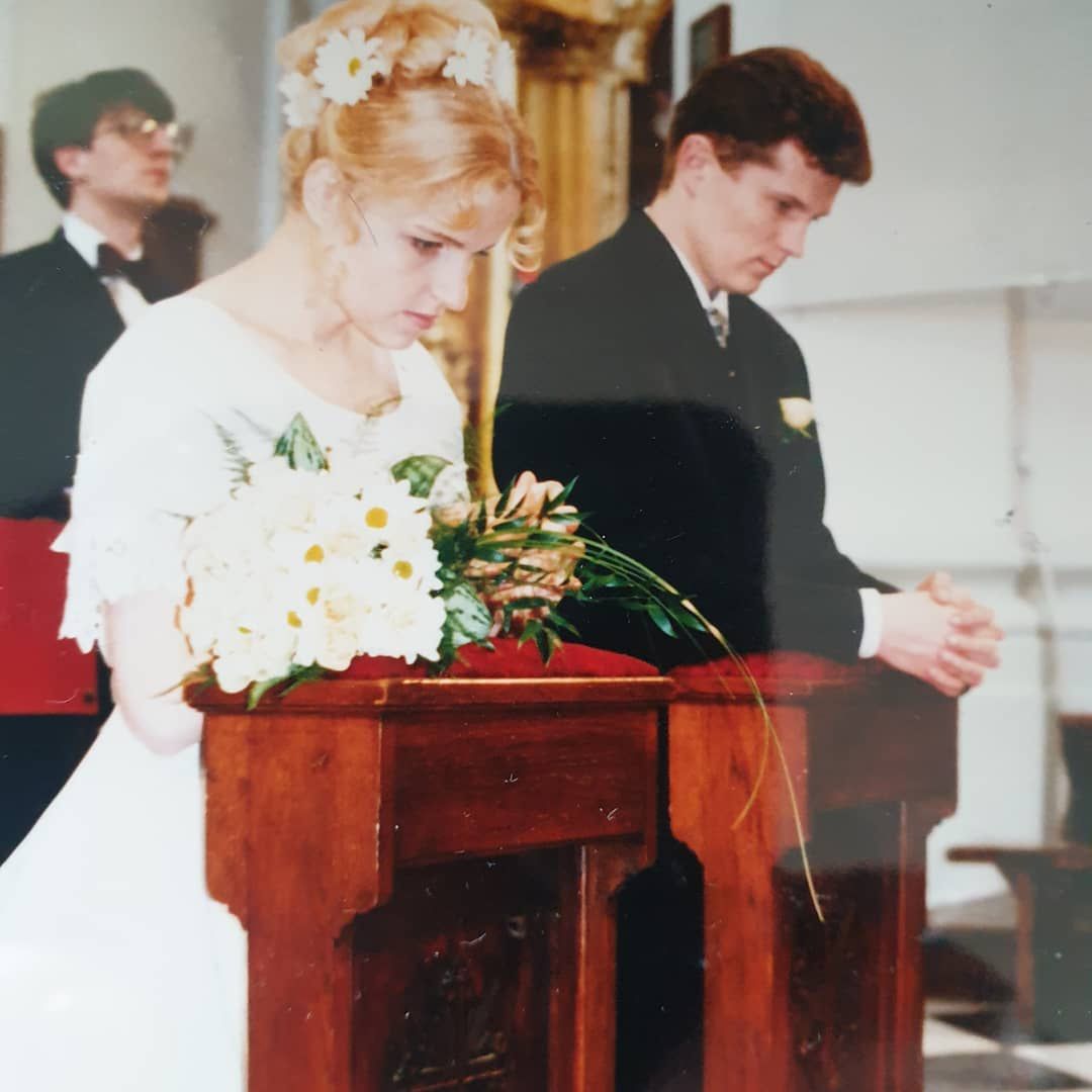 Katarzyna Bosacka z mężem podczas ślubu kościelnego
