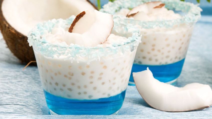 Budyń z tapioki w proszku przygotowany z mlekiem pełnotłustym