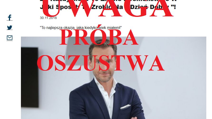 Tego typu publikacje pojawiają się w sieci od kilku dni. Informujemy, że redakcja money.pl nie ma z nimi nic wspólnego, a próbę oszustwa przekazaliśmy już naszym prawnikom