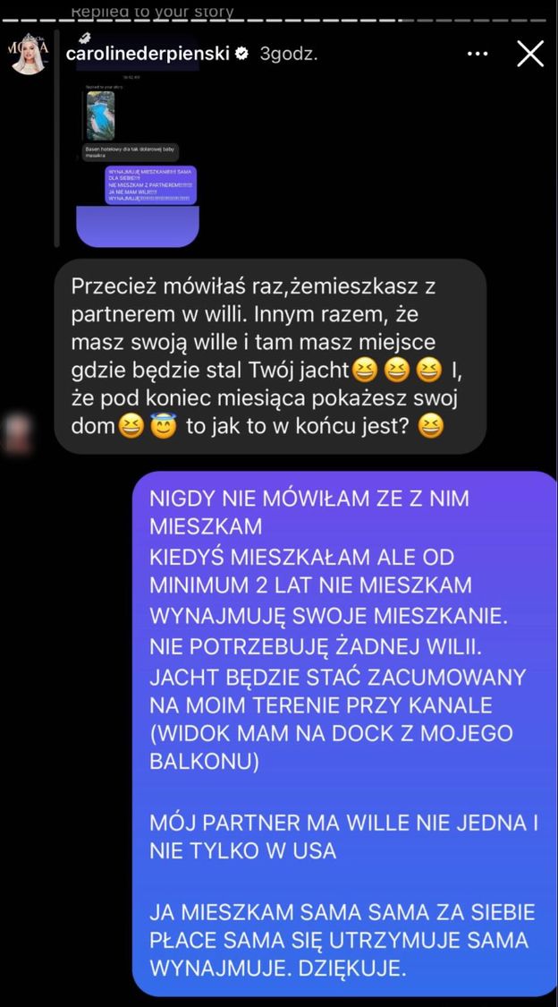 Caroline Derpienski jednak NIE MIESZKA w willi w Miami. Sama się przyznała!