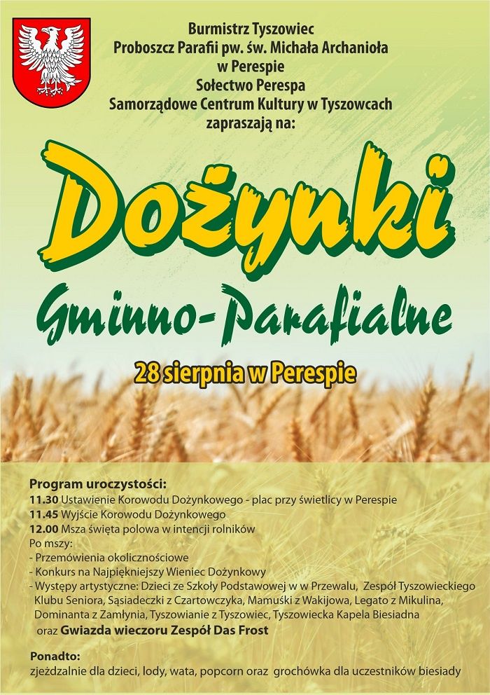 Dożynki Gminy Tyszowce w Perespie 2022 - program