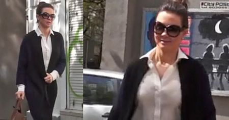 Kinga Rusin w swetrze pod TVN-em