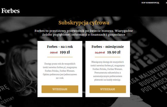 Forbes.pl z subskrypcją: 19,90 zł miesięcznie za teksty z „Forbesa” i „Forbes Women”