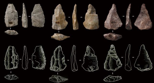 Części kamienne z Shiyu. Wykonane metodą Levallois,  Yang i in., Nat. Ecol. Evol., 2024 