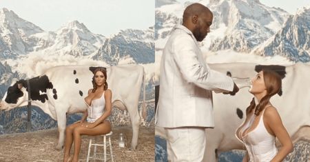 "Wieśniaczka" Bianca Censori w gorsecie i STRINGACH DOI KROWĘ w nowym klipie Kanye Westa (ZDJĘCIA)
