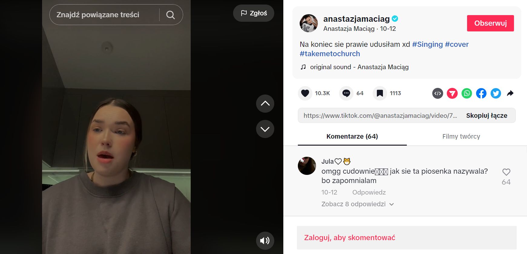 TikTok Agnieszki Maciąg