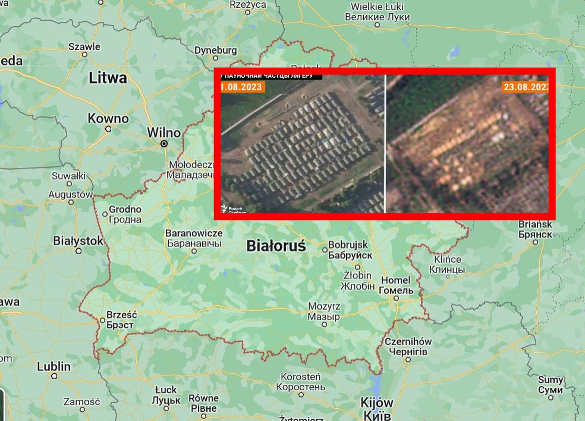 Zdjęcia satelitarne obozu grupy Wagnera na Białorusi