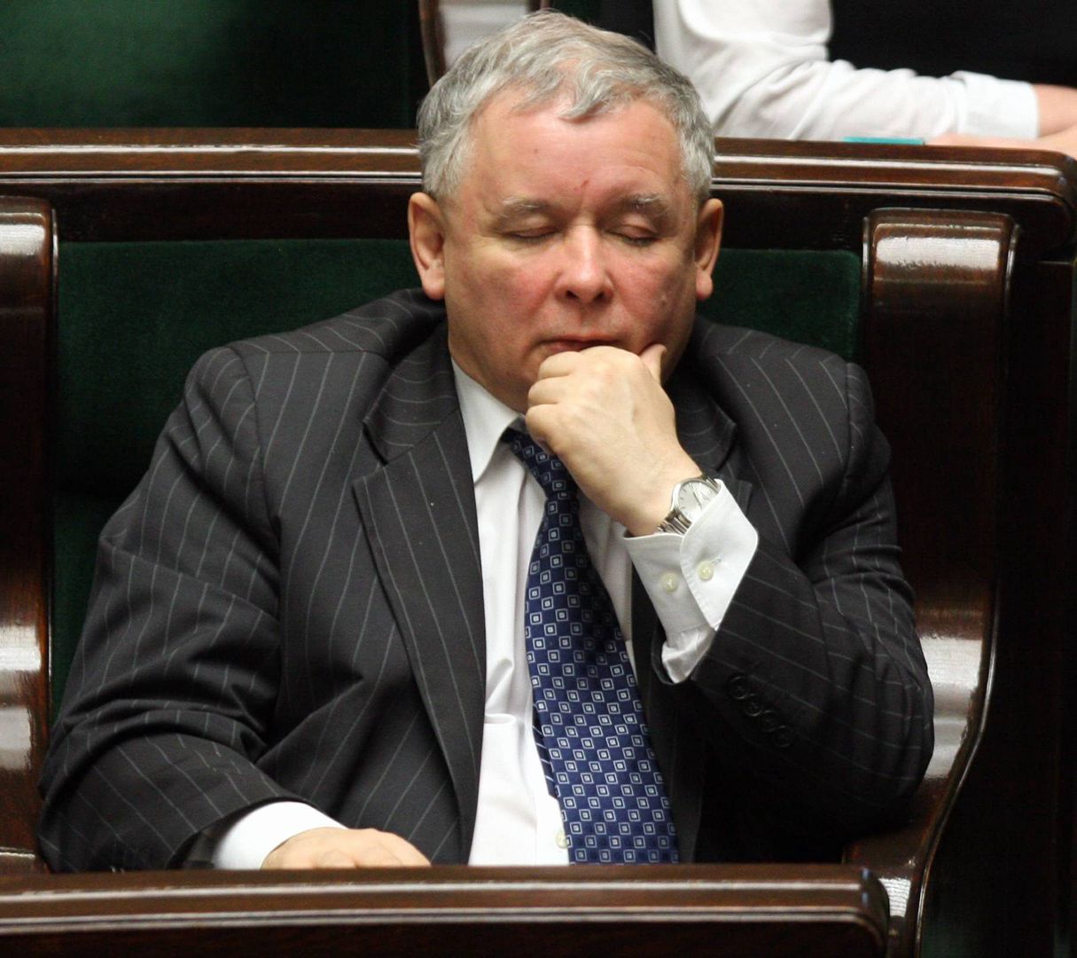 20.02.2009 r. Jarosław Kaczyński podczas posiedzenia Sejmu. 