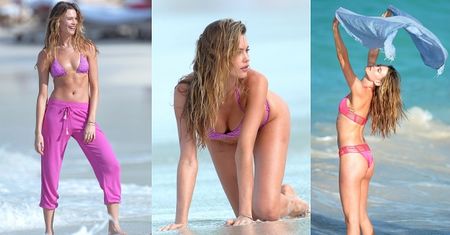 Żona Adama Levine'a wypina się na plaży...