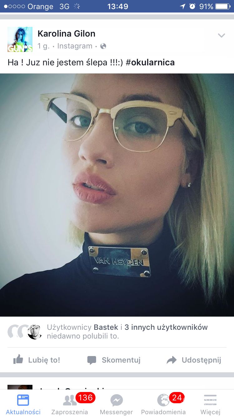 Karolina Gilon w okularach