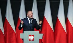 Reparacje od Niemiec. Nawrocki wystąpił w Wieluniu