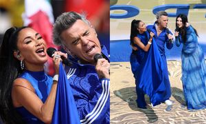 Robbie Williams, Nicole Scherzinger i Laura Pausini wystąpili podczas finału mundialu. Fani ostro: "Dajcie już grać w piłkę, na litość boską"