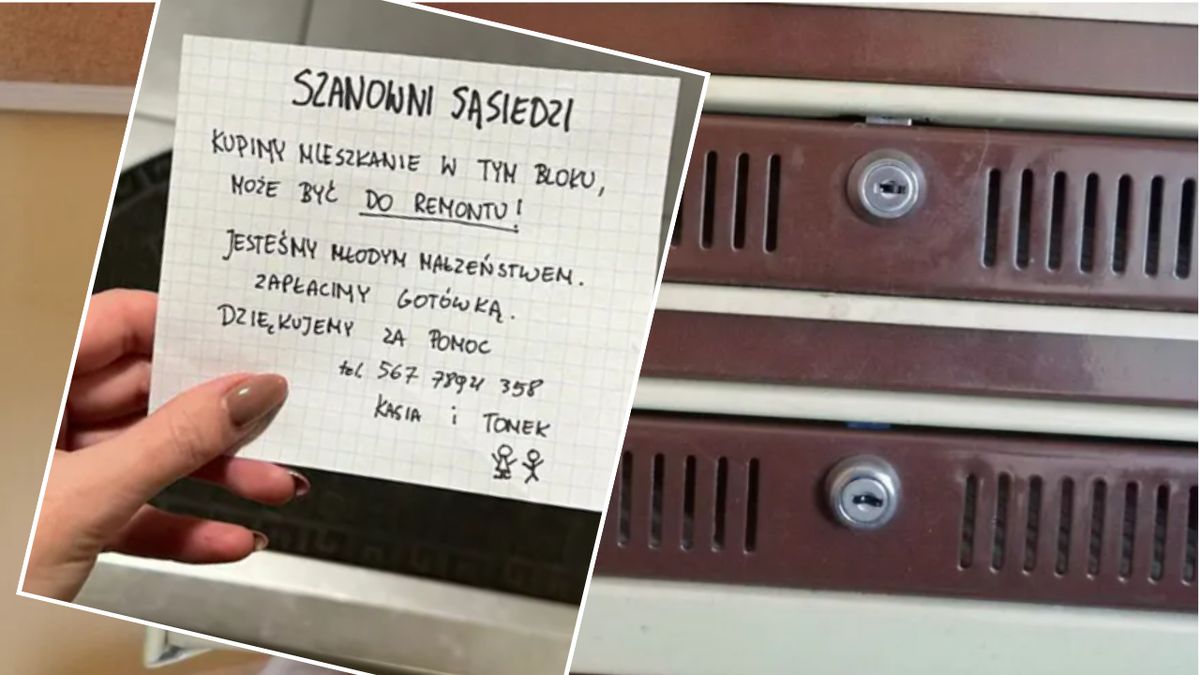 Karteczki z ofertami kupna mieszkania są wrzucane do skrzynek