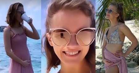 Agnieszka Kaczorowska trzyma się za ciążowy brzuszek na Malediwach i narzeka: "Podróż BARDZO MĘCZĄCA"