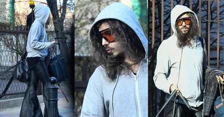 Michał Szpak w szerokich dzwonach, z wielkim plecakiem i jeszcze większym psem kręci się po mieście (ZDJĘCIA)