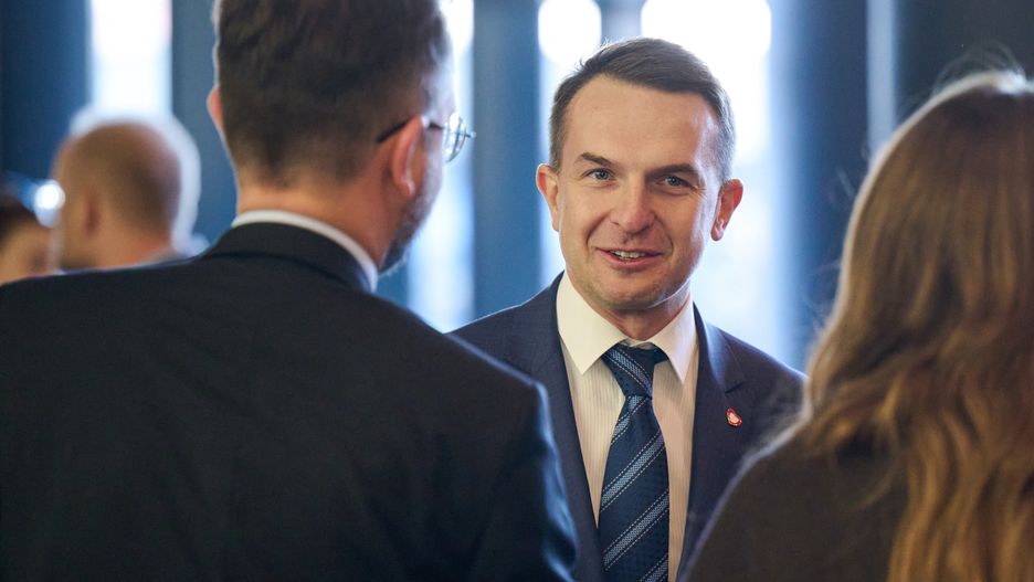 Łódź 19.10.2024. Minister ds. europejskich Adam Szłapka na 11. forum Igrzyska Wolności w Łodzi, 19 bm. Hasło tegorocznej edycji to "Miasto, Europa, Przyszłość". (aldg) PAP/Łukasz Szeląg