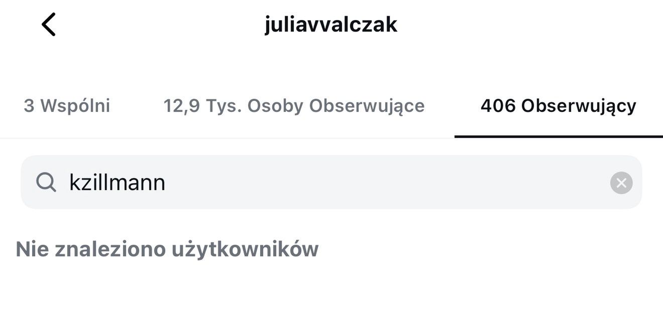Zillmann i Walczak przestały obserwować się na Instagramie