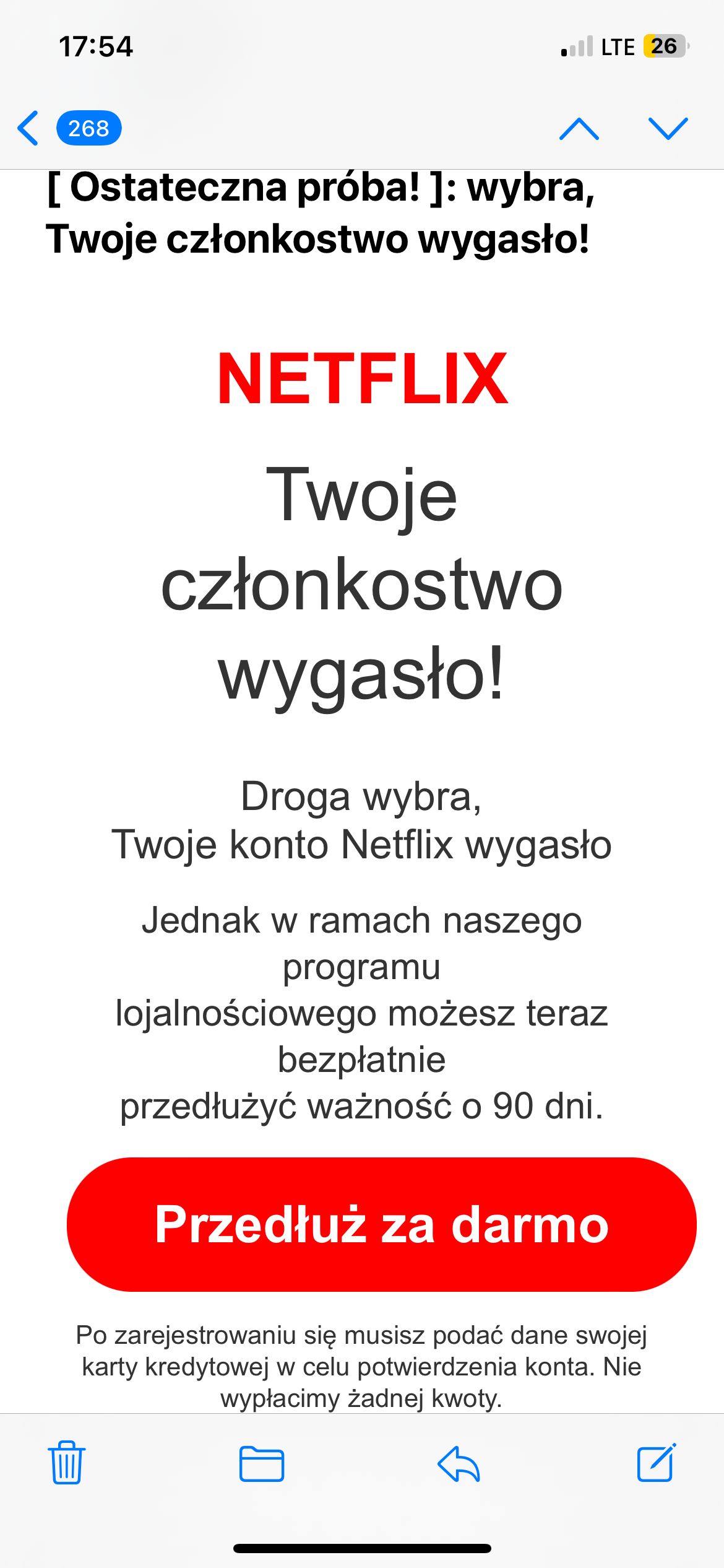 Fałszywy e-mail "od Netfliksa"